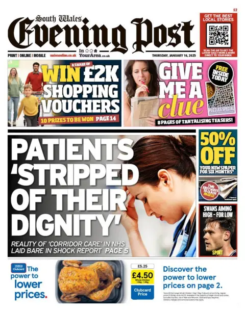 South Wales Evening Post Front page of the South Wales Evening Post 