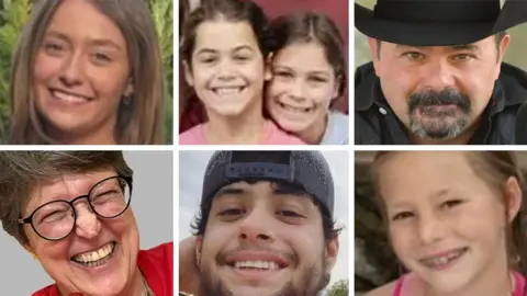 BBC A composite image shows the faces of Renee Smajstrla, Jane Ragsdale, Julian Ryan, Sarah Marsh, Hanna and Rebecca Lawrence, and Jeff Wilson