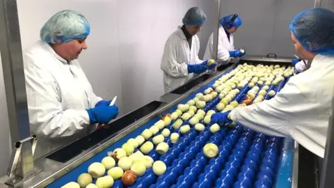 Andrew Sinclair/BBC Onion processing