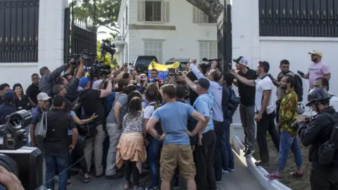 Getty Images Leopoldo Lopez atthe Spanish embassy