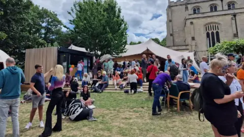 Bristol Recovery Festival A group of people gathered outside for the festival