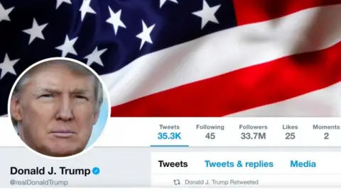 @realDonaldTrump/Handout via REUTERS  A picture showing the masthead of President Donald Trump's @realDonaldTrump Twitter account