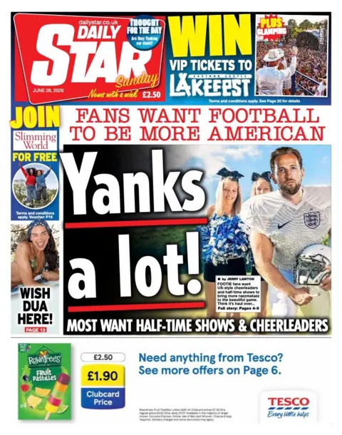 The headline on the front page of the Daily Star reads: "Yanks a lot!"