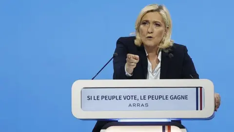 EPA French far-right Rassemblement National (RN) party candidate for the French presidential election Marine Le Pen holds a campaign rally in Arras, France, 21 April 2022