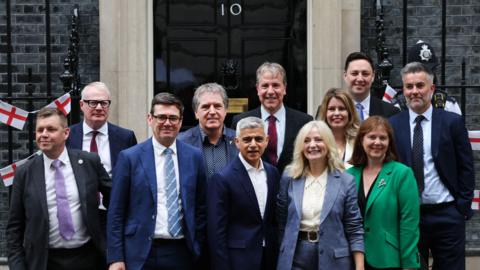 English regional mayors outside 10 Downing Street