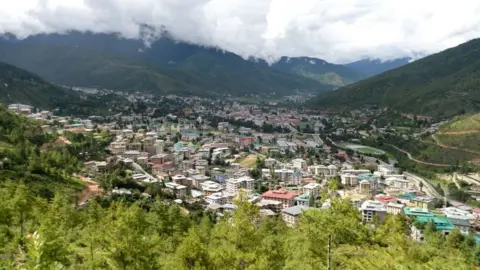 Getty Images This photo taken on August 25, 2018, shows a general view of Bhutan's capital Thimphu