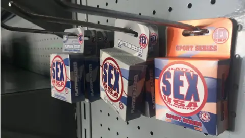 BBC Sport Packets of condoms in a pharmacy in Barquisimeto