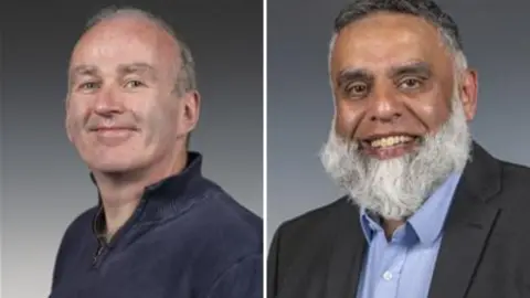 A composite image of two male councillors 