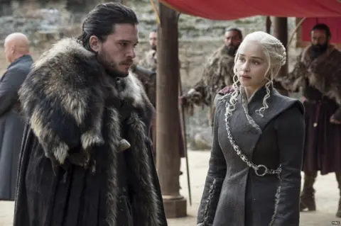 HBO Kit Harington as Jon Snow and Emilia Clarke as Daenerys Targaryen