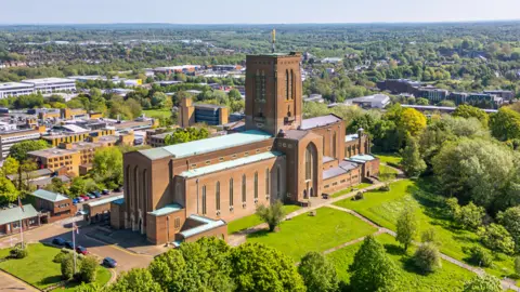 An aeral image of Guildford Cathedral