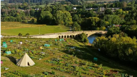 Roots Allotments An aerial photo of a Roots allotment site in Bath