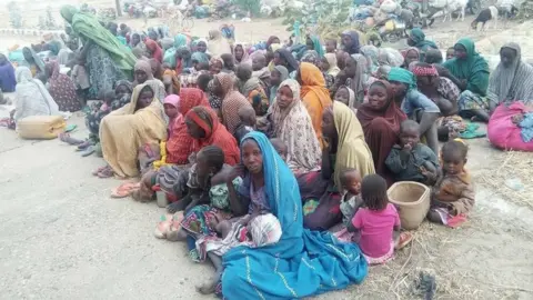 Nigerian Army Photo released by Nigerian Army showing people it says have escaped from Boko Haram