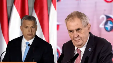 Reuters/EPA Viktor Orban (L) and Czech President Milos Zeman
