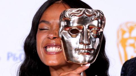 Jasmine Jobson in the press room after winning the Best Supporting Actress award for Top Boy at the BAFTA TV Awards 2024, at the Royal Festival Hall in London.