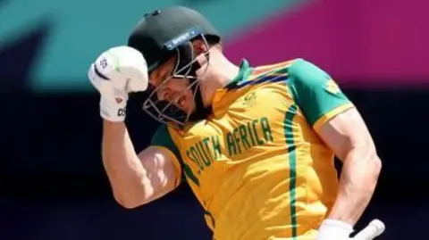 South Africa's David Miller celebrates beating the Netherlands in the T20 World Cup