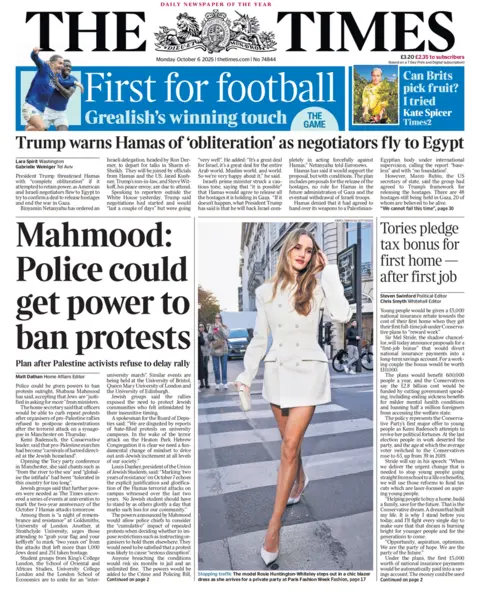 d6d851c0-a236-11f0-b741-177e3e2c2fc7.png 'Police could get power to ban protests' and 'PM must come clean over China'