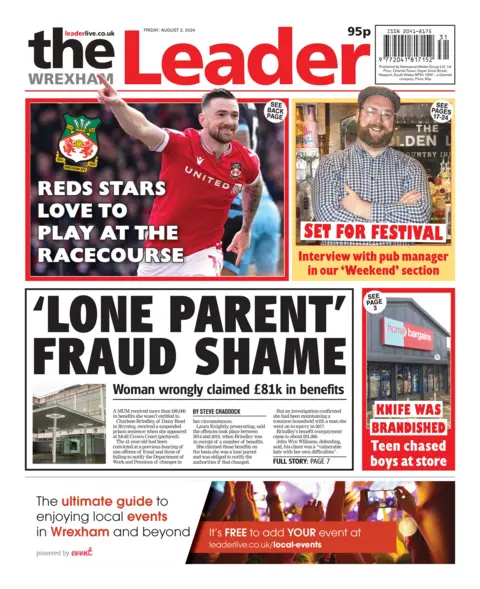 Wrexham Leader Front page of the Wrexham Leader 