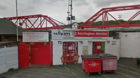 Google Bins outside one of the entrances to Accrington Stanley's ground