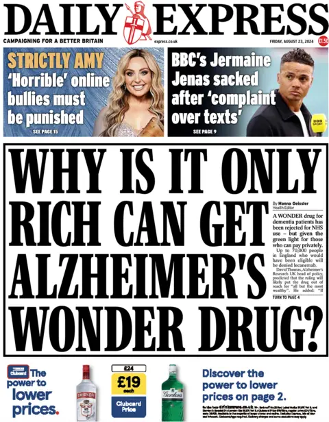 Front page of the Daily Express, August 23