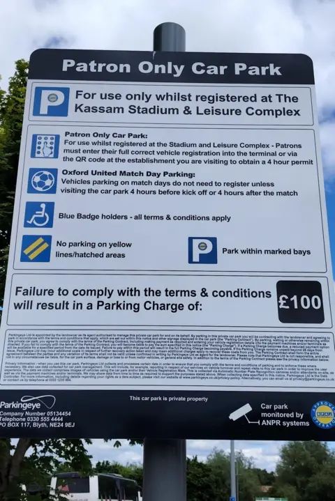 Oxford United Fans Page on Facebook New parking restrictions sign in Kassam Stadium car park