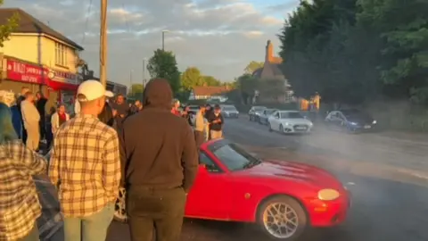 BBC Crowds outside Binley Mega Chippy
