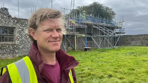 Andrew Turner/BBC Lewis Proudfoot at Baconsthorpe Castle