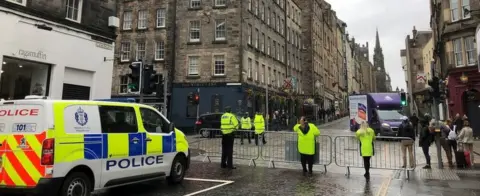 Road closure in Edinburgh