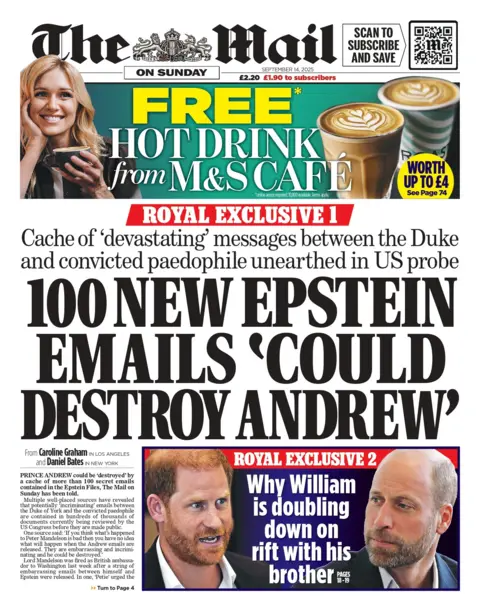  "100 new Epstein emails 'could destroy Andrew'."