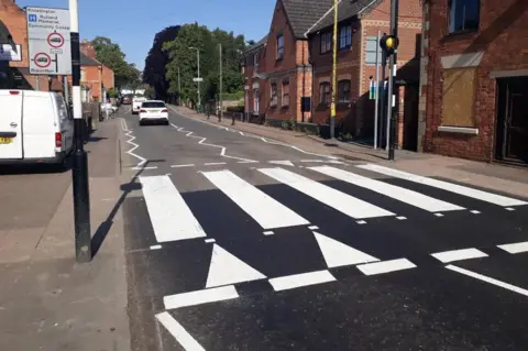 Rutland County Council Zebra crossing in Cold Overton Road