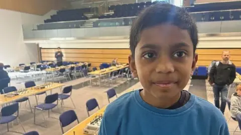 Patrick, 11, at a speed chess event in Bristol.