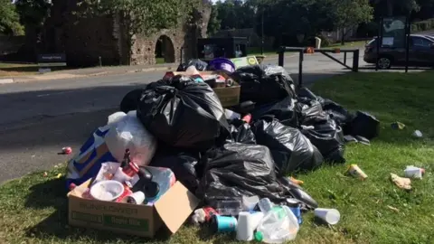 BBC Rubbish piled up at Palace Demesne parkland in Armagh city
