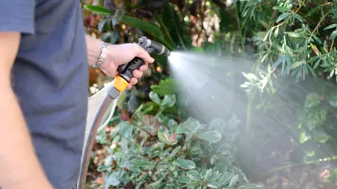 Getty Images man watering the garden