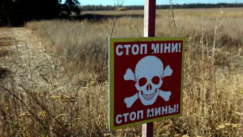 Getty Images A mine field in Ukraine