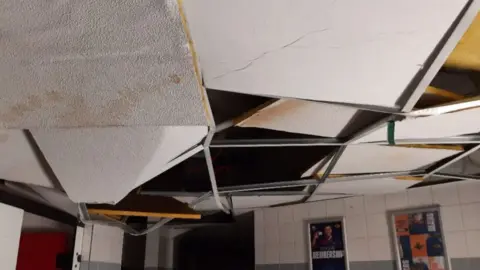 Avon and Somerset Police Damaged toilets in the Atyeo Stand at Ashton Gate Stadium