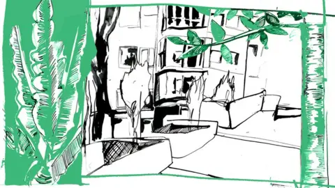 BBC Illustration depicting Chochi's flat