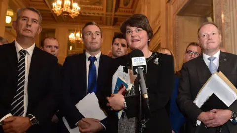 Getty Images DUP leader Arlene Foster speaks at Stormont