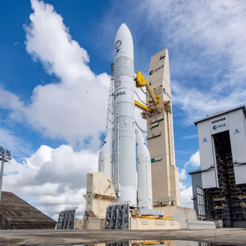 ESA/CNES/ARIANEROUP rocket on the launch pad