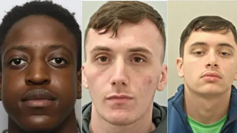 Lancashire Police Composites of mugshots of Denzel Maduma, Jordan May and Kamran Ahmed