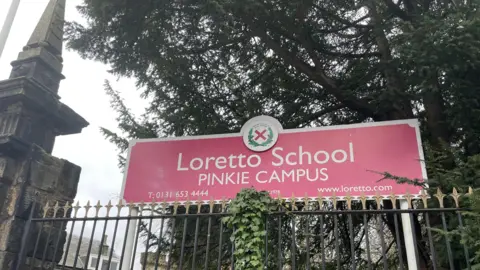 A view of the sign at Loretto School in Musselburgh.