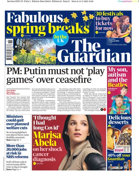  Putin must not 'play games' over ceasefire, reads the lead in the Guardian 