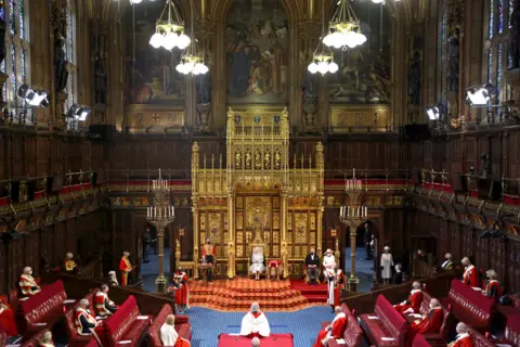 Getty Images A general view as Queen Elizabeth II delivering the Queen's Speech in the House of Lord's Chamber