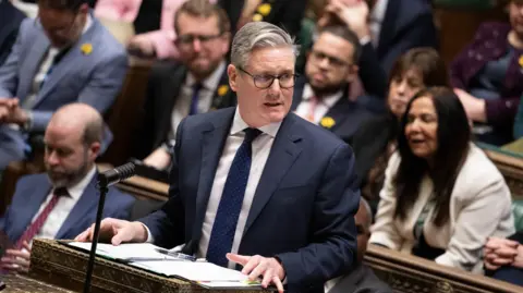 House of Commons Prime Minister Sir Keir Starmer speaking during Prime Minister's Questions in the House of Commons.