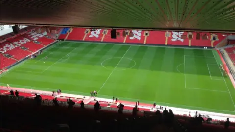 BBC View from the back of the new third tier of the main stand