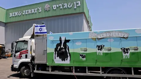 AFP truck at Ben & Jerry's plant in southern Israel