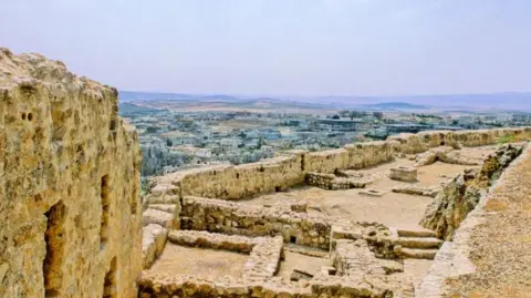 Getty Images Masyaf seen from the walls of an ancient building