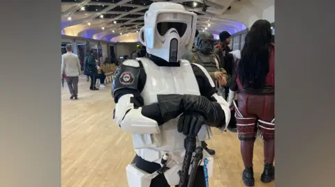 Carla Fowler/BBC A person dressed as a Stormtrooper at Scarborough Sci Fi Festival 