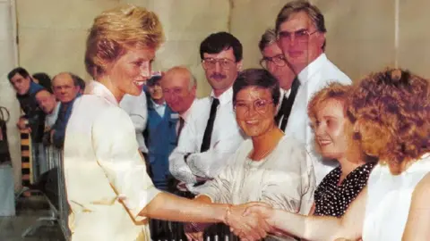 David Marsland Shot of Princess Diana meeting member of Raleigh staff in 1990