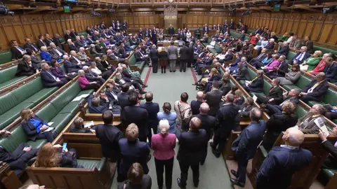 BBC Photo of MPs gathering for the vote on the Gaza motion