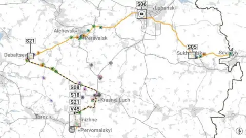 Dutch prosecution service The prosecution produced this map to show the return route of the Buk missile launcher from Snizhne to Russia