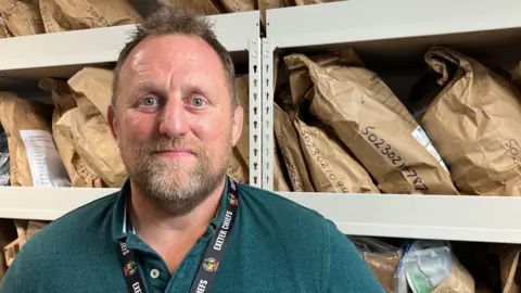 Det Con Nick Burnett in the drugs seizure room at Exeter Police Station